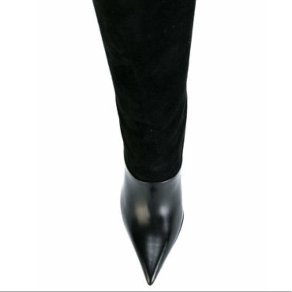 NEW BALMAIN BLACK REAL LEATHER SUEDE HEEL STILETTO OVER THE KNEE Boots - Picture 5 of 7